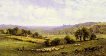 Alfred Glendening : Near Amberley, Sussex, with Arundel Castle in the Distance